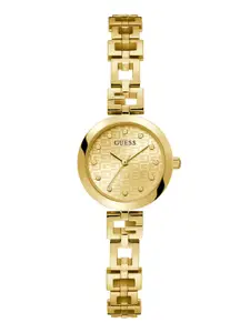GUESS Women Printed Dial & Gold Toned Stainless Steel Bracelet Style Straps Analogue Watch