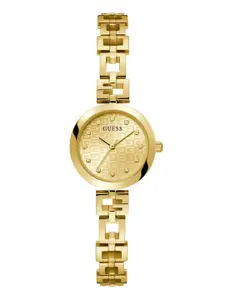 GUESS Women Printed Dial & Gold Toned Stainless Steel Analogue Watch GW0549L2