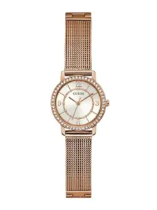 GUESS Women Embellished Dial & Gold Toned Analogue Watch GW0534L3-Rose Gold