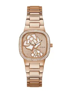 GUESS Women Embellished Dial & Bracelet Style Straps Analogue Watch GW0544L4