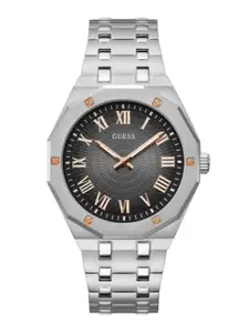 GUESS Men Dial & Silver Toned Stainless Steel Bracelet Style Straps Analogue Watch