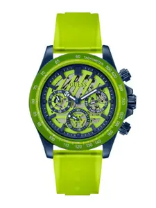 GUESS Men Green Solid Dial & Neon Green Straps Analogue Watch
