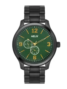 Helix Men Brass Dial & Stainless Steel Straps Analogue Watch TW043HG19