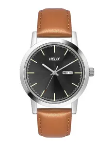 Helix By Timex Black Round Dial Analog Leather Men Watch - TW047HG00