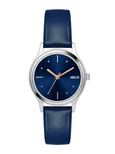 Helix Women Brass Dial & Leather Straps Analogue Watch TW051HL00