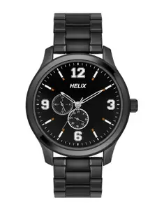 Helix Men Brass Dial & Stainless Steel Straps Analogue Watch
