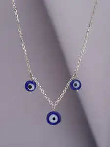 Carlton London Brass Rhodium-Plated Enamelled Necklace