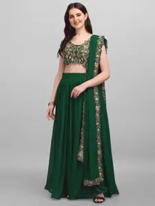 Ethnic Yard Embroidered Semi-Stitched Lehenga & Unstitched Blouse With Dupatta