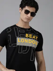 BEAT LONDON by PEPE JEANS Men Pure Cotton Brand Logo Printed Slim Fit T-shirt