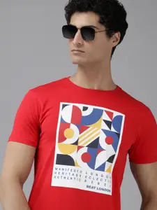 BEAT LONDON by PEPE JEANS Printed Pure Cotton Slim Fit T-shirt