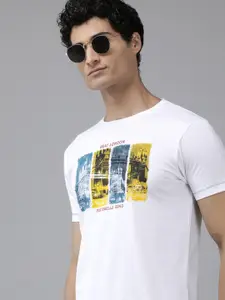 BEAT LONDON by PEPE JEANS Men Pure Cotton Graphic Printed Slim Fit T-shirt