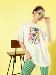 Kook N Keech Disney Women Snow White Pure Cotton Oversize Poster Graphics T-shirt