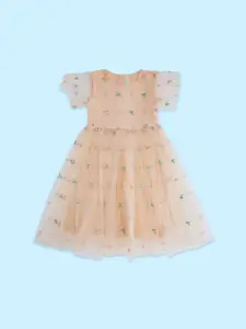 Pantaloons Junior Girls Floral Embroidered Cotton Dress