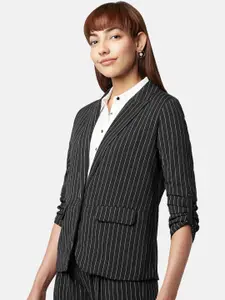 Annabelle by Pantaloons Women Striped Comfort-Fit Single-Breasted Blazer