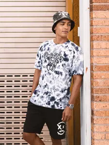 Kook N Keech Men Charcoal Black Tie & Dye Pure Cotton Back Street Boys Hyper Hypo T-shirt