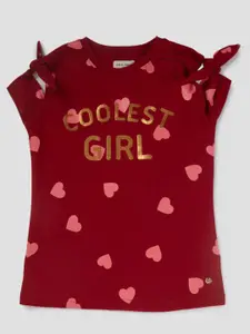 Gini and Jony Girls Typhography Printed Cotton Top