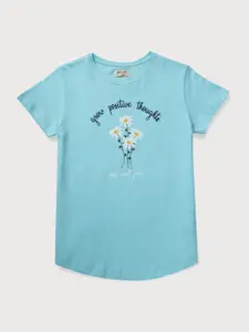 Gini and Jony Girls Typography Printed CottonT-shirt