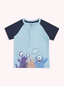 Pantaloons Baby Boys Printed Mandarin Collar Cotton T-shirt