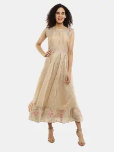 V-Mart Floral Embroidered Ethnic Midi Dress