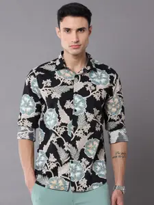 Bushirt Men Classic Floral Printed Pure Cotton Casual Shirt