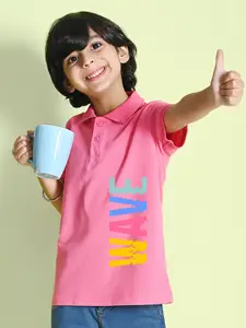 NUSYL Boys Typography Printed Polo Collar T-shirt