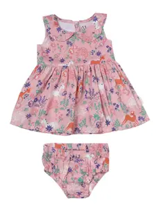 Gini and Jony Girls Floral Peter Pan Collar A-Line Cotton Dress Comes With Shorts