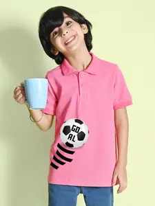 NUSYL Boys Graphic Printed Polo Collar Cotton T-shirt