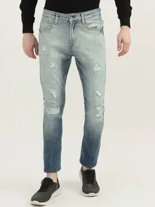 United Colors of Benetton Men Solid Cotton Mildly Distressed Jeans