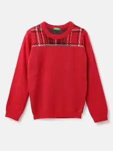 United Colors of Benetton Boys Checked Pullover Sweater
