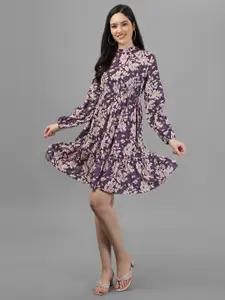 Masakali.Co Floral Printed High-Neck Georgette Dress