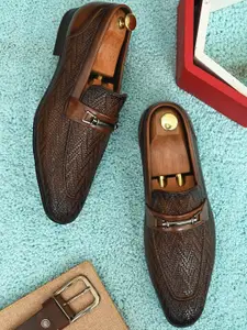 San Frissco Men Textured Leather Formal Slip-On Shoes