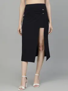 KASSUALLY Ring Detailed Front Slit Asymmetry Skirt