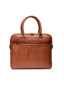 TIGER MARRON Textured Leather Laptop Bag