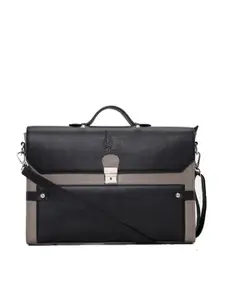 TIGER MARRON Colourblocked Leather Laptop Bag