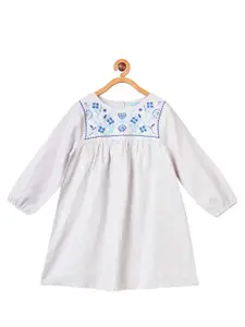 Miyo Floral Embroidered A-Line Cotton Dress