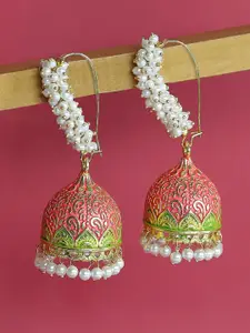 OOMPH Gold-Plated Meenakari Dome Shaped Jhumkas Earrings