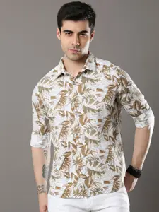 Bushirt Men Classic Tropical Printed Pure Cotton Casual Shirt