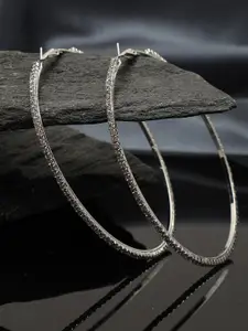 SOHI Silver-Plated Circular Hoop Earrings