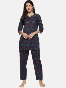 Palakh Women Pure Cotton Printed Night suit