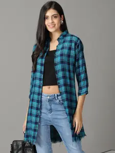 SHOWOFF Women Tartan Checked Cotton Casual Shirt