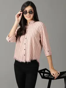 SHOWOFF Women Boxy Striped Cotton Casual Shirt