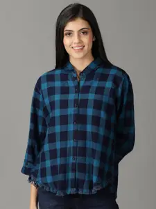 SHOWOFF Women Plus Size Checked Cotton Casual Shirt