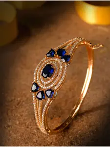 Saraf RS Jewellery Women Gold-Toned & Blue Brass Cubic Zirconia Handcrafted Gold-Plated Bangle-Style Bracelet
