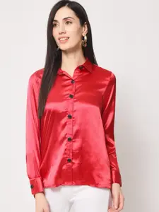 CHARMGAL Women Red Classic Slim Fit Casual Shirt