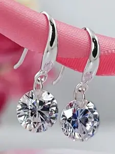 Young & Forever Women Silver Plated Diamond Shaped Drop Earrings