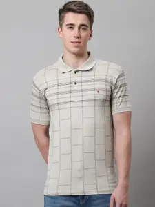 VENITIAN Men Geometric Printed Polo Collar Slim Fit Cotton T-shirt