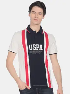 U.S. Polo Assn. Denim Co. Men Colourblocked Polo Collar Pure Cotton T-shirt