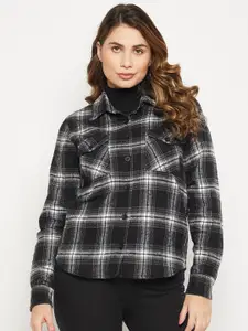 Bitterlime Women Black Relaxed Tartan Checks Checked Casual Shirt