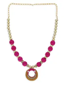 AKSHARA Girls Gold-Toned & Pink Gold-Plated Necklace