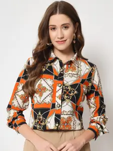 CHARMGAL Women Classic Floral Printed Casual Shirt